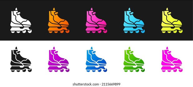 Set Roller skate icon isolated on black and white background.  Vector Illustration