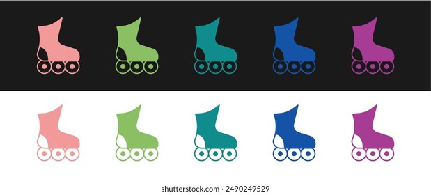 Set Roller skate icon isolated on black and white background.  Vector