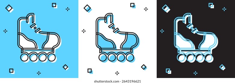 Set Roller skate icon isolated on blue and white, black background.  Vector
