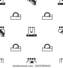 Set Roller skate, Swing and Ferris wheel on seamless pattern. Vector