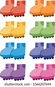 Set of rollerskates in different colors illustration