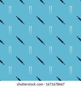 Set Rolling pin and Food chopsticks on seamless pattern. Vector