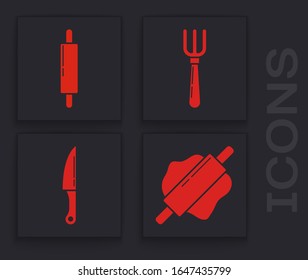 Set Rolling pin , Rolling pin , Fork  and Knife  icon. Vector