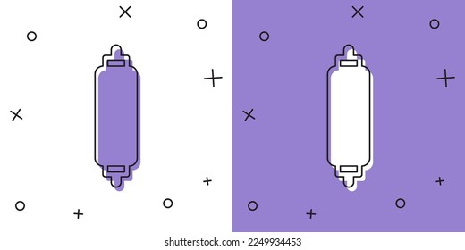 Set Rolling pin icon isolated on white and purple background.  Vector