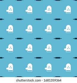 Set Rolling pin  and Oven glove  on seamless pattern. Vector