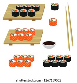 set with rolls on white background isolated