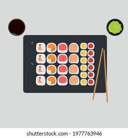 set of rolls. sushi. Flat vector illustration