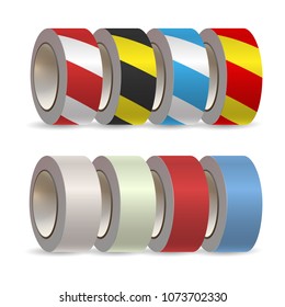 Set Of Rolls Of Tape. Stripes Tape In A Roll.