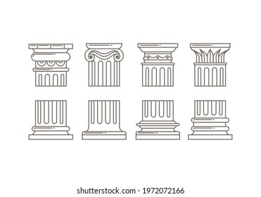 set of roman coloumn icons vector
