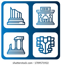 Set of roman icons. Such as Column, Museum, Parthenon, Armour , roman icons