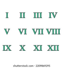 Set of roman numeral number icon, letter typography style sign, mathematics alphabet icon vector illustration .