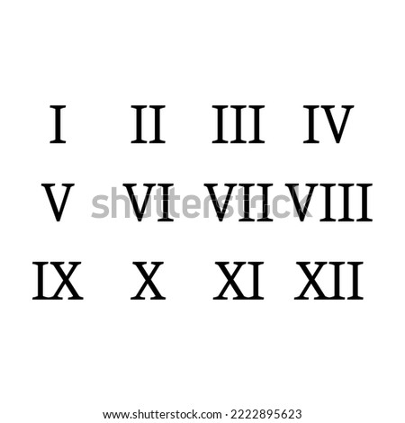 Set of roman numeral number icon, letter typography style sign, mathematics alphabet icon vector illustration .
