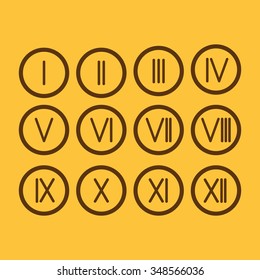 The set Roman numerals 1-12 icon. vector