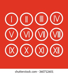 The set Roman numerals 1-12 icon. vector