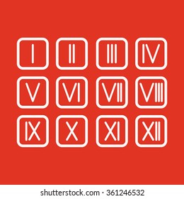 The set Roman numerals 1-12 icon. vector
