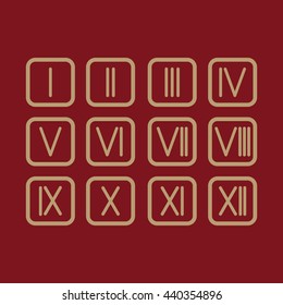The set Roman numerals 1-12 icon. vector
