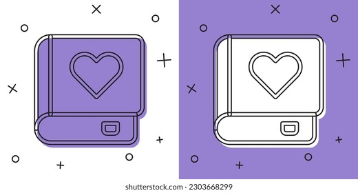 Set Romance book icon isolated on white and purple background.  Vector