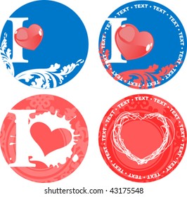 Set Of Romance Love Pink And Blue Signs. Vector Illustrations.