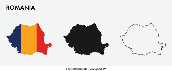 Set of Romania map isolated on white background, vector illustration design