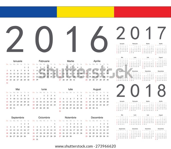 Set Romanian 2016 2017 2018 Year Stock Vector (Royalty Free) 273966620