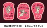 Set of romantic bottle labels for happy valentine