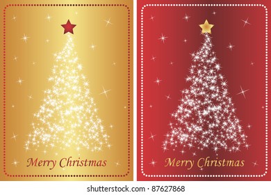 Set of romantic christmas tree made of stars
