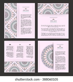 Set of romantic circular greeting gentle cards and invitations. Wedding and marriage, bridal,  birthday and Valentines day. 