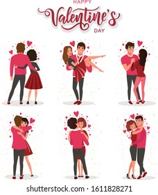 Set of romantic couple. Married couple set. Boyfriend & girlfriend vector set.