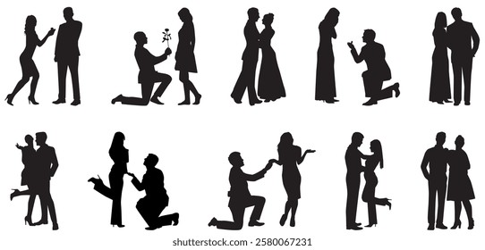 set of romantic couple silhouette collection
