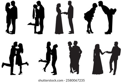 set of romantic couple silhouette collection
