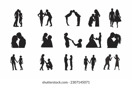 set of romantic couple vector illustration