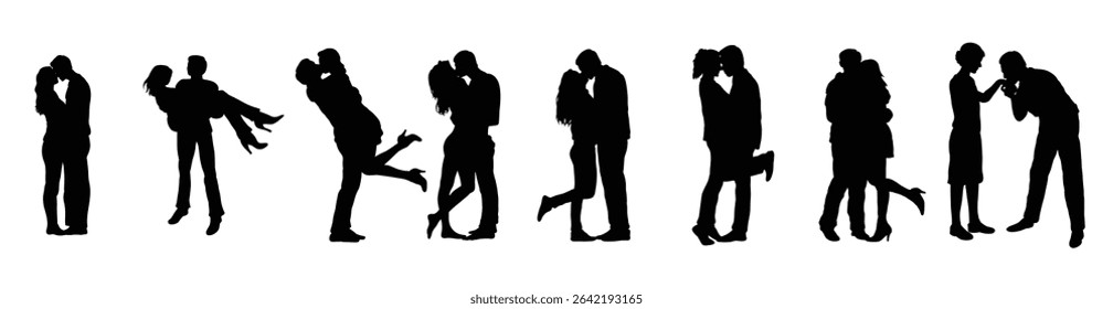 Set of romantic couple vector illustration