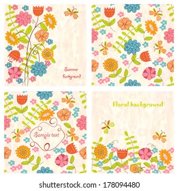 Set of romantic floral background