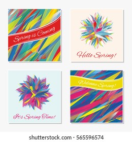 Set of romantic floral spring greeting cards. Banners of spring season.