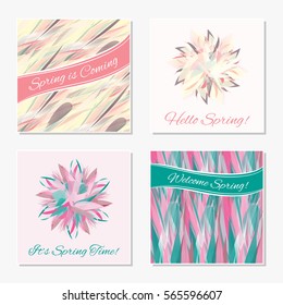 Set of romantic floral spring greeting cards. Banners of spring season.