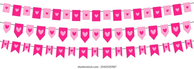 Set of romantic garlands for Valentine's Day. Vector illustrations for valentine's day, greeting cards, etc.