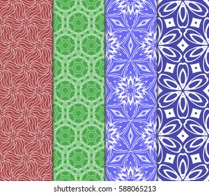 set of romantic geometric floral seamless pattern. Vector illustration. For modern interior design, fashion textile print, wallpaper, decor panel