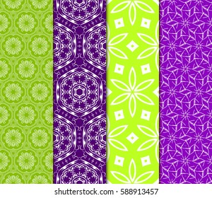 set of romantic geometric floral seamless pattern. Vector illustration. For modern interior design, fashion textile print, wallpaper, dÃ©cor panel