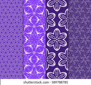 set of romantic geometric floral seamless pattern. Vector illustration. For modern interior design, fashion textile print, wallpaper, dÃ©cor panel