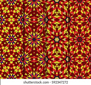 set of romantic geometric floral seamless pattern. Vector illustration. For modern interior design, fashion textile print, wallpaper, decor panel