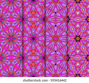set of romantic geometric floral seamless pattern. Vector illustration. For modern interior design, fashion textile print, wallpaper, decor panel