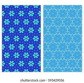 set of romantic geometric floral seamless pattern. Vector illustration. For modern interior design, fashion textile print, wallpaper, decor panel