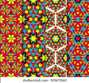 set of romantic geometric floral seamless pattern. Vector illustration. For modern interior design, fashion textile print, wallpaper,  