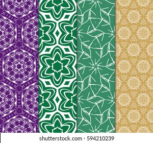 set of romantic geometric floral seamless pattern. Vector illustration. For modern interior design, fashion textile print, wallpaper, set of romantic geometric floral seamless pattern. Vector illustration. For modern interior design, fashion textile print, wallpaper,