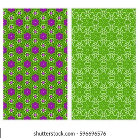 set of romantic geometric floral seamless pattern. Vector illustration. For modern interior design, fashion textile print, wallpaper, decor panel