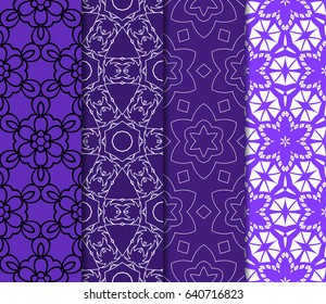 set of romantic geometric floral seamless pattern. Vector illustration. For modern interior design, fashion textile print, wallpaper, decor panel