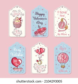 Juego de etiquetas de regalo románticas para el día de San Valentín