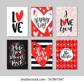 Set of Romantic greeting cards for Valentine's day