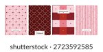 Set of romantic heart pattern notebook, dairy, planner cover designs. Valentine
