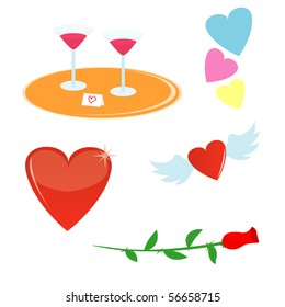 Set with romantic icons.
